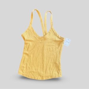 Free People Yellow Ribbed V-Neck Double-Strap Camisole